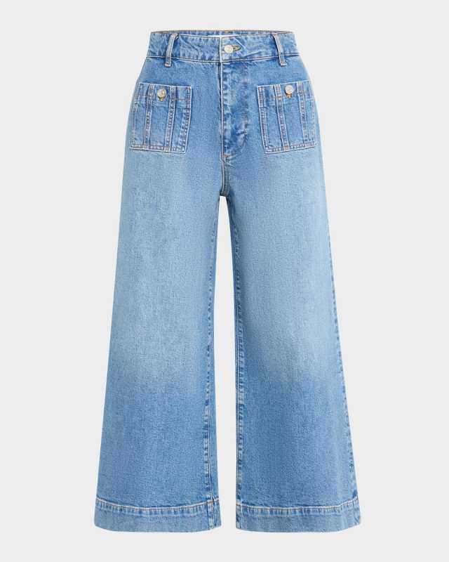 Lola Wide-Leg Jeans with Seamed Patch Pockets